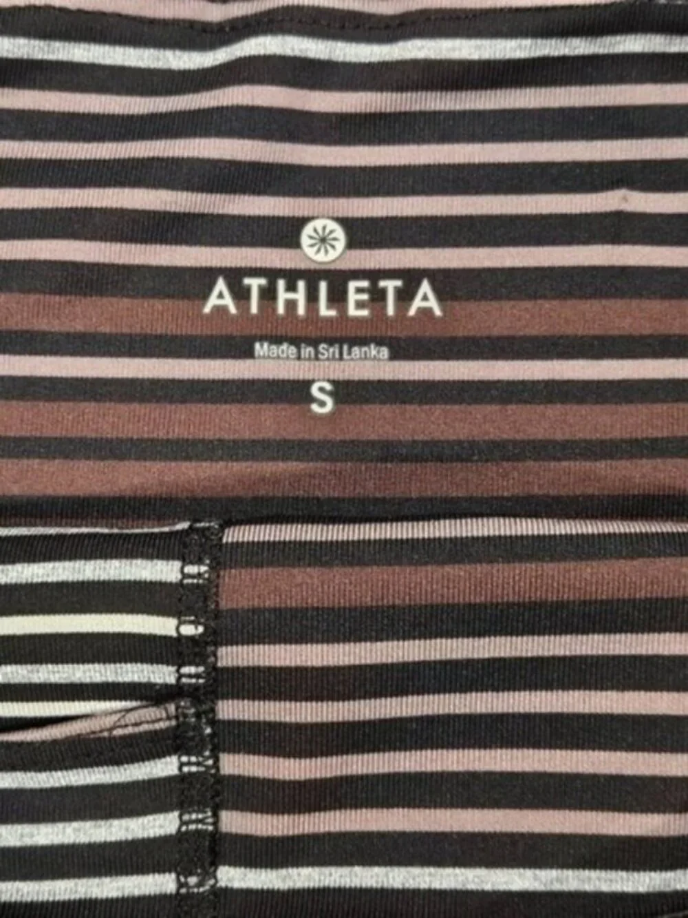Athleta SZ S Striped Athleisure Mid Rise CHATURANGA Workout Leggings No Pockets